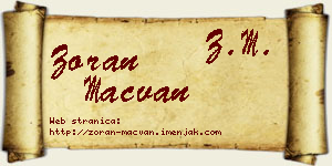 Zoran Mačvan vizit kartica